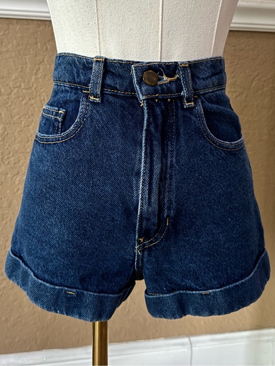 American Apparel Pants - American Apparel Dark Blue High-Waist Denim Shorts